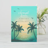 Tropisch Isle Sunrise Rehearsal Dinner Blauwgroen  Kaart (Staand voorkant)