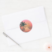 Tropisch isle Sunrise Wedding Bedankt Pink ID581 Ronde Sticker (Envelop)
