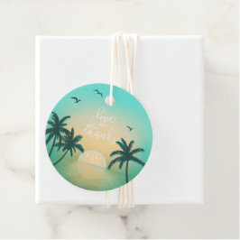 Tropisch Isle Sunrise Wedding Blauwgroen L1 ID581 Bedankjes Labels
