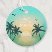 Tropisch Isle Sunrise Wedding Blauwgroen L1 ID581 Bedankjes Labels (Voorkant)
