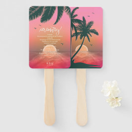 Tropisch Isle Sunrise Wedding Ceremony Pink ID581 Handwaaier