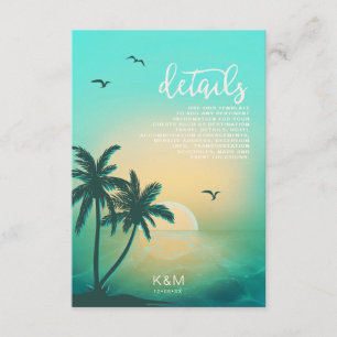 Tropisch Isle Sunrise Wedding Details Blauwgroen I Informatiekaartje