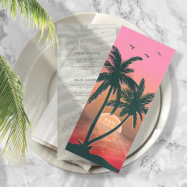 Tropisch isle Sunrise Wedding Menu Roze ID581