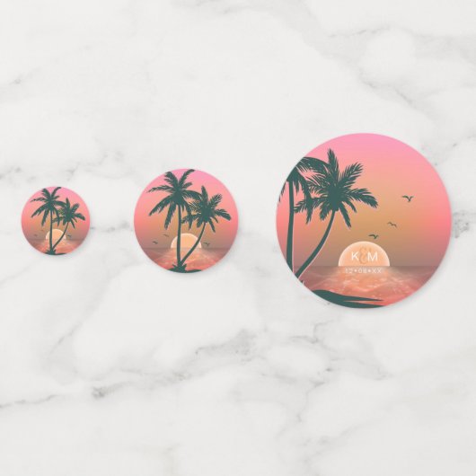 Tropisch Isle Sunrise Wedding Pink ID581 Confetti (Achterkanten)