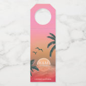 Tropisch Isle Sunrise Wedding Pink ID581 Flessenhanger (Voorkant)