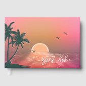 Tropisch Isle Sunrise Wedding Pink ID581 Gastenboek (Voorkant)