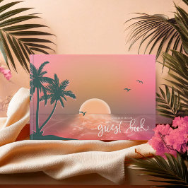 Tropisch Isle Sunrise Wedding Pink ID581 Gastenboek