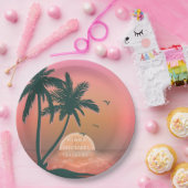 Tropisch Isle Sunrise Wedding Pink ID581 Papieren Bordje (Feest)