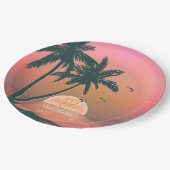 Tropisch Isle Sunrise Wedding Pink ID581 Papieren Bordje (Gekanteld)