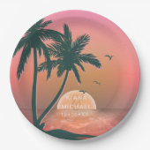 Tropisch Isle Sunrise Wedding Pink ID581 Papieren Bordje (Voorkant)