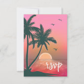 Tropisch Isle Sunrise Wedding Pink ID581 RSVP Kaartje (Voorkant)