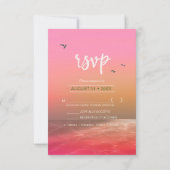 Tropisch Isle Sunrise Wedding Pink ID581 RSVP Kaartje (Achterkant)