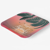Tropisch isle Sunrise Wedding Pink V2 ID581 Papieren Bordje (Gebogen)