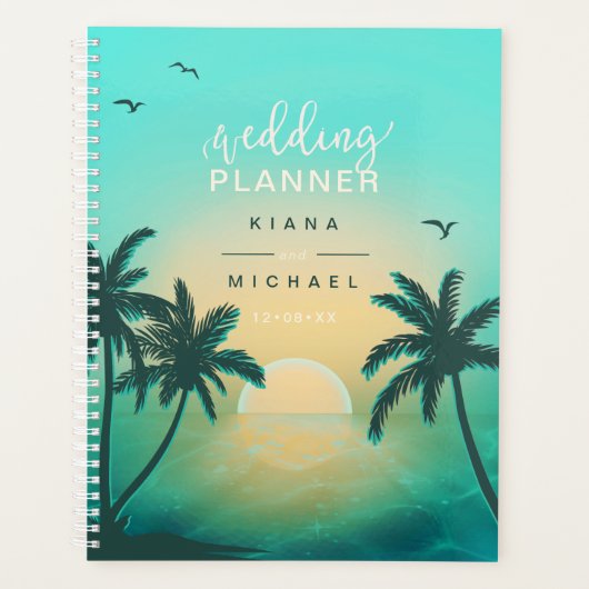 Tropisch isle Sunrise Wedding Plans Blauwgroen L2  Planner (Voorkant)