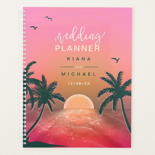 Tropisch isle Sunrise Wedding Plans Pink L2 ID581 Planner (Voorkant)