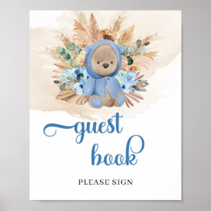Tropisch jongetje teddy draagt pampas gras gastenb poster