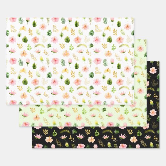 Tropisch Jungle Bloemmotief Inpakpapier Vel (Set)