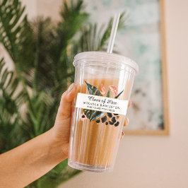 Tropisch Jungle Roze Bloemstuk Afstuderen Acryl Drinkbeker
