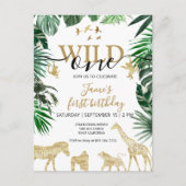 Tropisch Jungle Safari Dieren 1e Verjaardag Briefkaart (Voorkant)