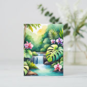Tropisch Jungle Waterval Orchidee Paradijs  Briefkaart (Staand voorkant)