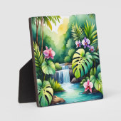 Tropisch Jungle Waterval Orchidee Paradijs Fotoplaat (Voorkant)