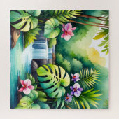 Tropisch Jungle Waterval Orchidee Paradijs  Legpuzzel (Horizontaal)