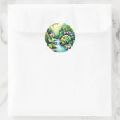 Tropisch Jungle Waterval Orchidee Paradijs Ronde Sticker (Tas)