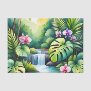 Tropisch Jungle Waterval Orchidee Paradijs  Tissuepapier