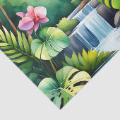 Tropisch Jungle Waterval Orchidee Paradijs Tissuepapier (Detail)