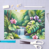 Tropisch Jungle Waterval Orchidee Paradijs Tissuepapier (Craft)