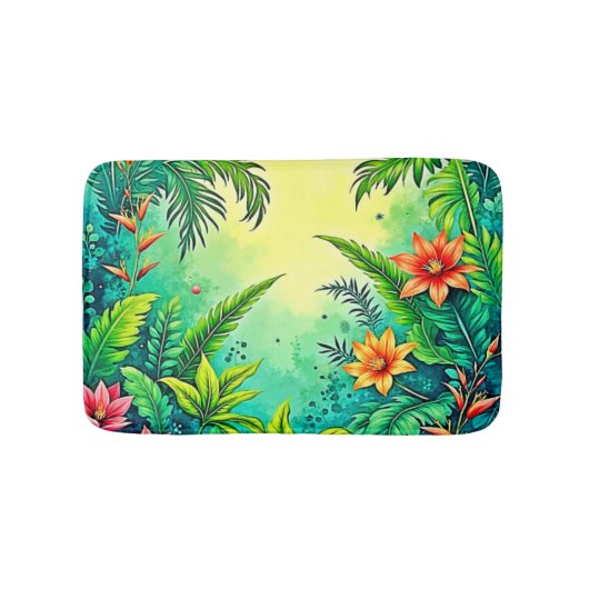 Tropisch Jungle Weelderig Paradijs Ontwerp Badmat (Voorkant)
