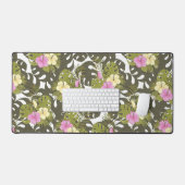 Tropisch jungleblad en hibiscuspatroon bureaumat (Keyboard & Muis)