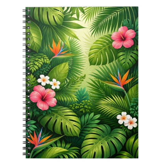 Tropisch Jungleblad Patroon Notitieboek (Voorkant)