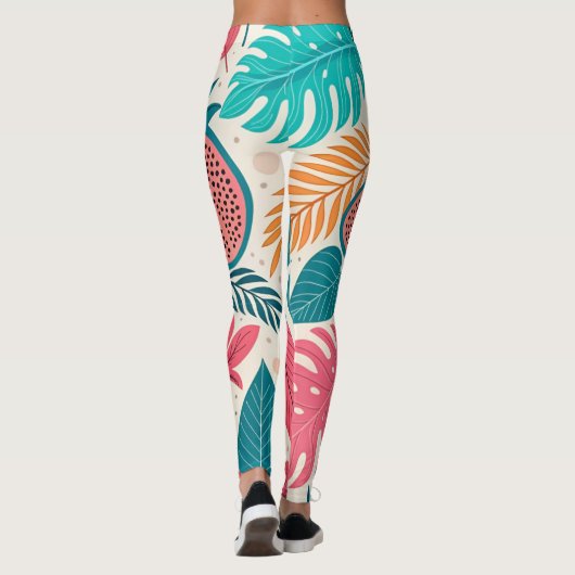Tropisch Junglebladpatroon Leggings (Achterkant)