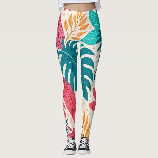 Tropisch Junglebladpatroon Leggings (Voorkant)