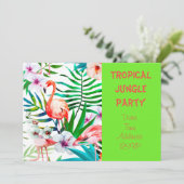 Tropisch junglefeest met flamingo kaart (Staand voorkant)