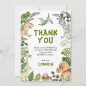 Tropisch Jurassic Dinosaur Boy Birthday Party Bedankkaart (Voorkant)