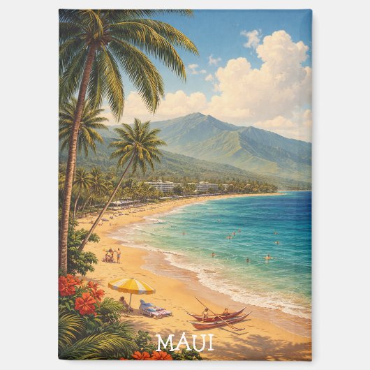 Tropisch Ka'anapali Beach Maui Reisposter Magneet (Voorkant)