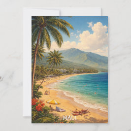 Tropisch Ka'anapali-strand Maui Vintage Reis Kaart