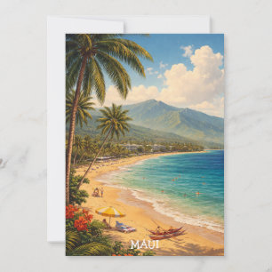 Tropisch Ka'anapali-strand Maui Vintage Reis Kaart
