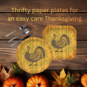 Tropisch kalkoen Thanksgiving Bamboe Papieren Bordje