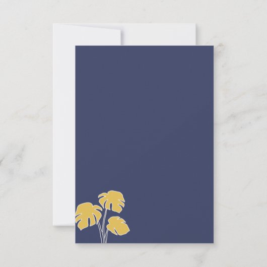 Tropisch kalligrafiemeel van de Navy palm RSVP Kaartje (Achterkant)