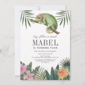 Tropisch Kameleon Meisje Verjaardag Wit Kaart (Voorkant)