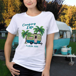 Tropisch Kamperen Retro Palmbomen Tri-Blend Shirt
