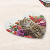 Tropisch kattenhart papieren onderzetters ontwerp. (Gekanteld)