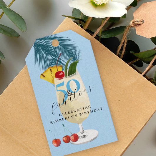 Tropisch Kersencocktail 50ste Verjaardagsfeestje Cadeaulabel