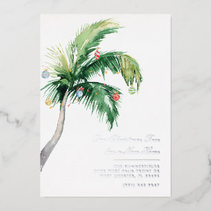 Tropisch Kerst Palm Tropisch Bewegend Zilver Folie Feestdagenkaart