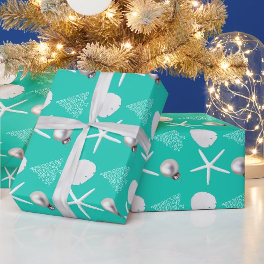 Tropisch kerst turquoise inpakpapier (Feestdagen)