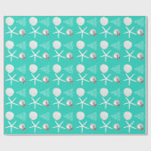 Tropisch kerst turquoise inpakpapier (Vlak)