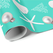 Tropisch kerst turquoise inpakpapier (Rol Hoek)